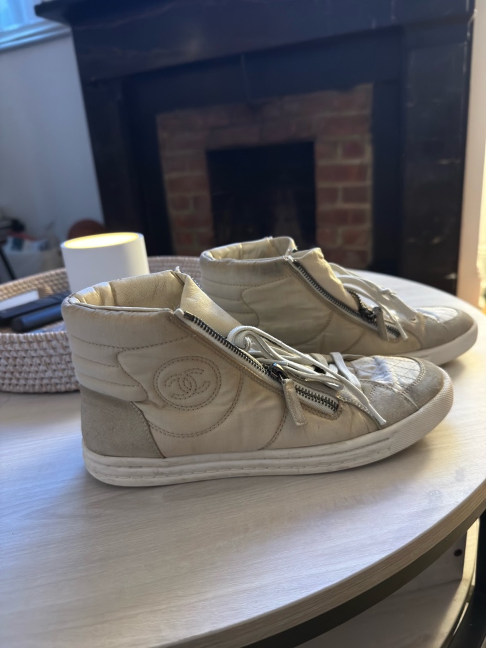 Chanel Fabric and Suede CC Side Zip High Top Sneakers🤩 - Picture 3 of 8